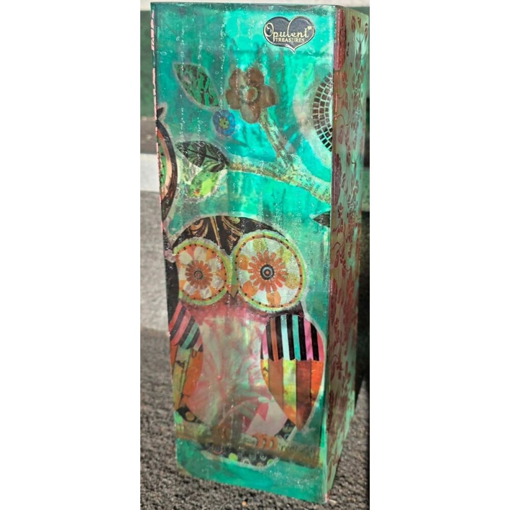 🦉 Art Glass Owl Vase Decorative Glass Owl Figurine Vase Collectible Home Decor